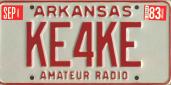 Arkansas KE4KE Plate