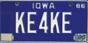 Iowa KE4KE Plate