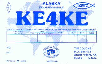 KE4KE QSL Card while at KNLS Shortwave
