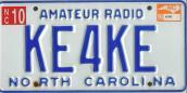 North Carolina KE4KE Plate