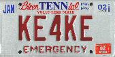 Tennessee KE4KE Plate